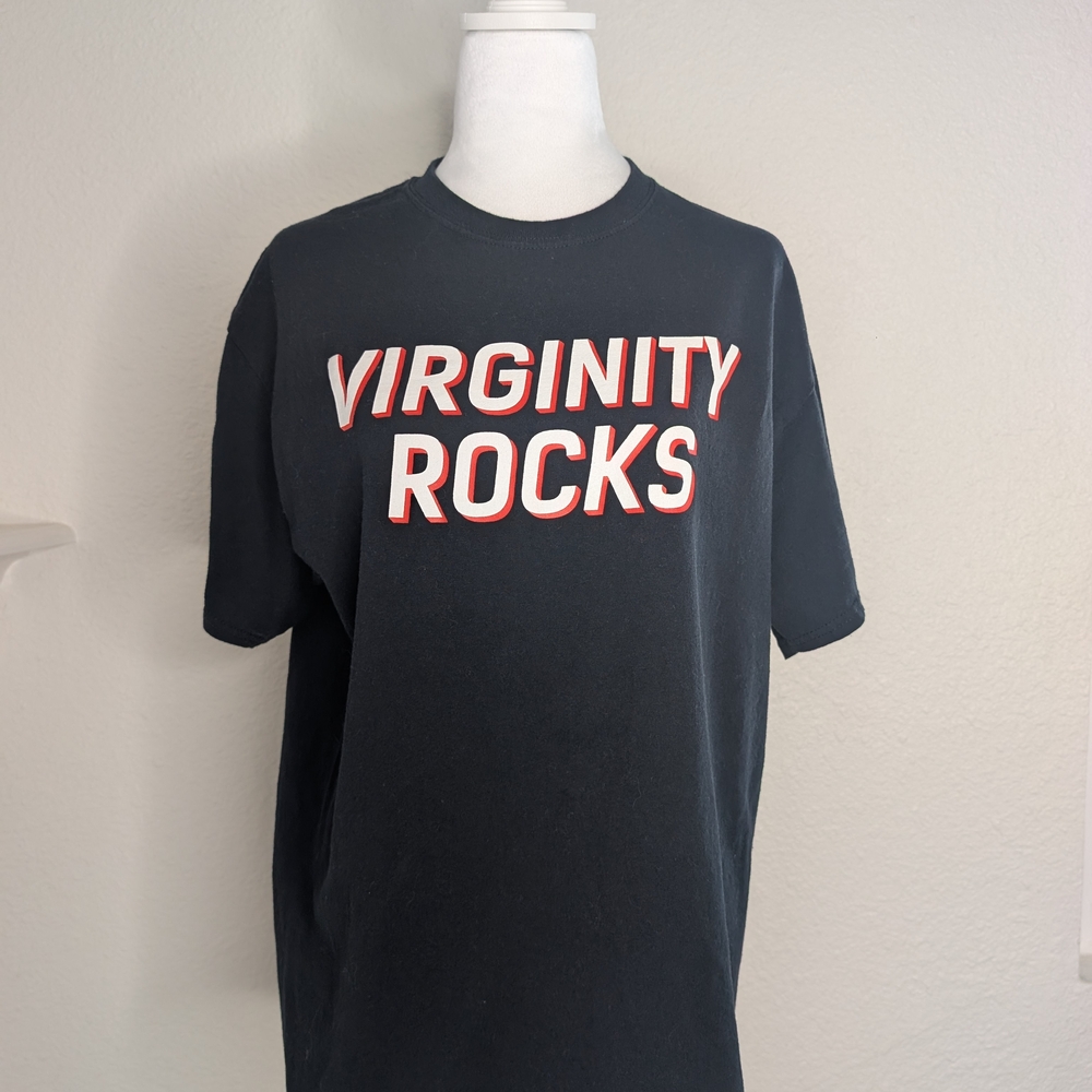 Virginity Rocks Black Graphic T-Shirt
